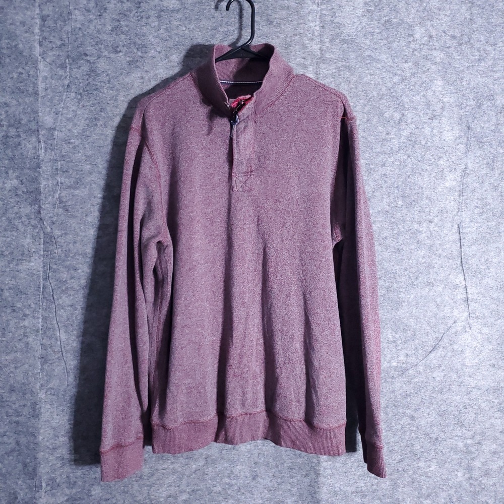 Surfside Supply Quarter Zip Pullover Mens L Burgundy Marled Long Sleeve Casual